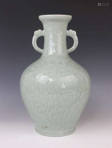 A Chinese Longquan celadon glazed vase, 20th century, the ar...