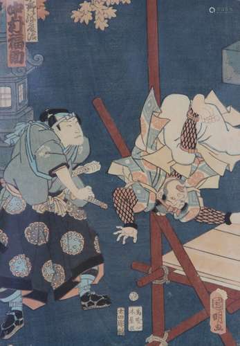 A Japanese Ukiyo-e school woodblock print, late 18th or earl...