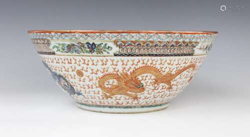 A Chinese porcelain Cantonese rose bowl, 19th/20th century, ...