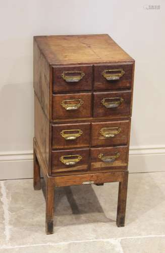 An early 20th century oak eight drawer index cabinet, by D M...