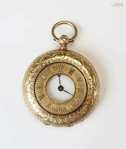 An early 20th century continental half-hunter fob watch, the...