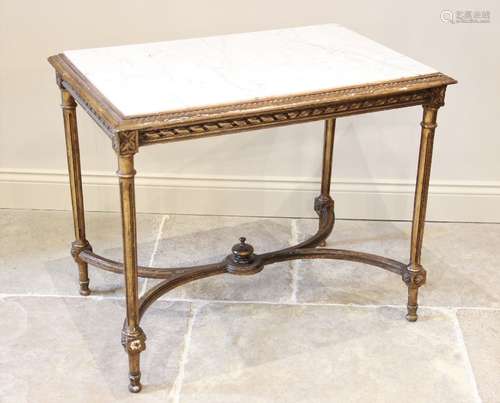 A Louis XVI style giltwood and marble occasional table, 20th...