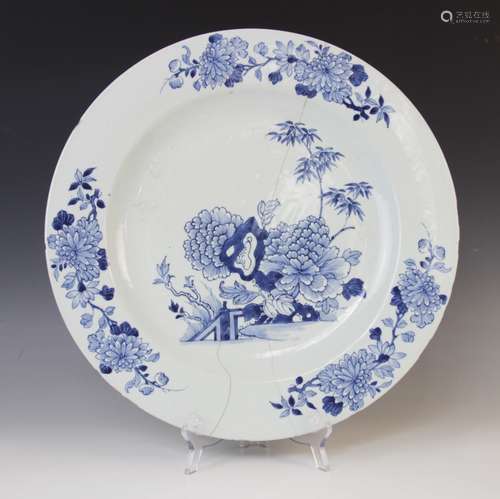 A large Chinese porcelain charger, 18th century, of circular...