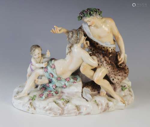 A German porcelain figural group, possibly by Höchster Porze...