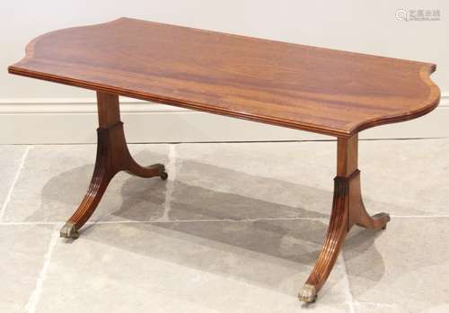 A reproduction mahogany twin pedestal coffee table, by Willi...