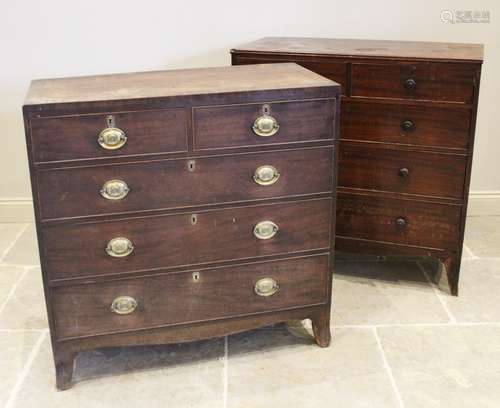 A Regency mahogany chest of drawers, the straight front ches...