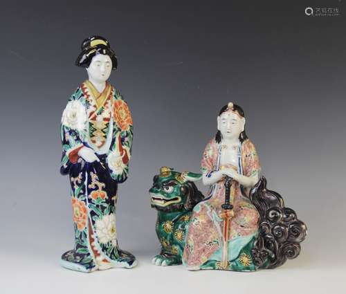 A Japanese Kutani Geisha, 20th century, modelled standing in...