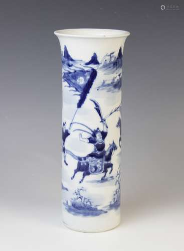 A Chinese porcelain blue and white sleeve vase, 19th century...