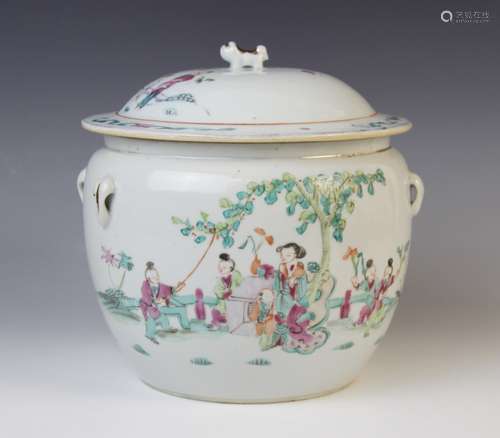 A Chinese faille rose jar and cover, Republic Period (20th c...