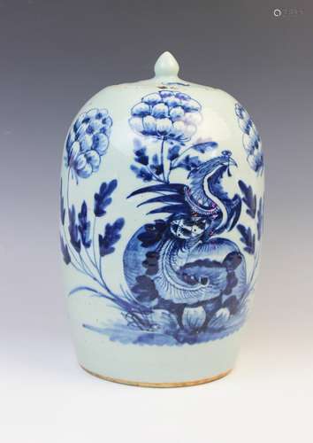 A Chinese porcelain jar and cover, 19th century, externally ...