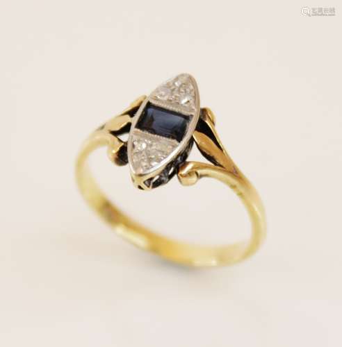 An early 20th century sapphire and diamond 18ct gold ring, c...