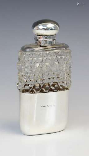 A Victorian cut glass silver mounted hip flask by George Edw...