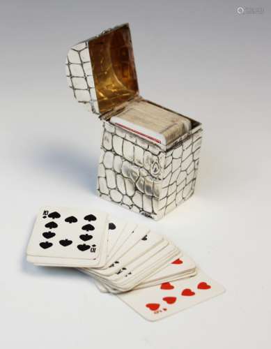 A late Victorian silver playing card box by Lawrence Emanuel...