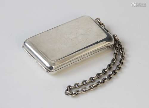 A French silver minaudiere, of plain polished rectangular fo...