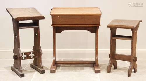 A Victorian oak prayer lectern, the angled book rest raised ...