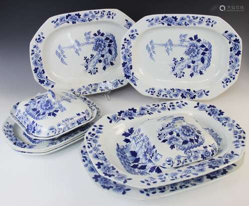 A selection of Roger's blue and white dinner wares, 19th cen...