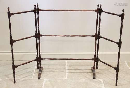 A George III mahogany gate folding clothes airer, with urn s...