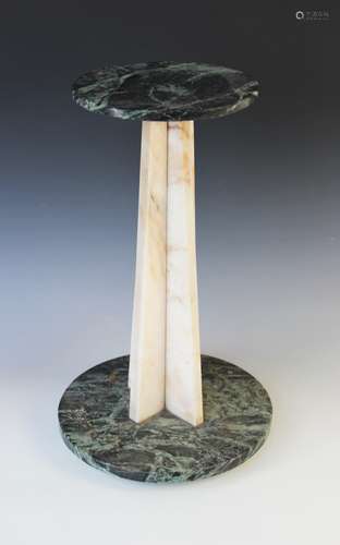 A green marble and onyx pedestal stand, early 20th century, ...