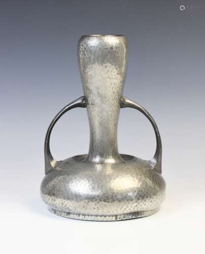 An Art Nouveau pewter vase from the 'Homeland' range by Walk...