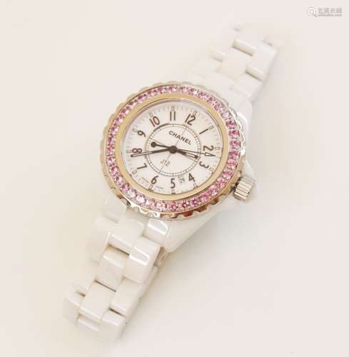 A lady's Chanel 'J12' white ceramic quartz wristwatch, the w...