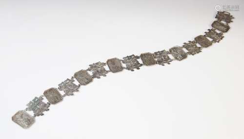 An early 20th century Chinese silver belt by Wung Chin, over...