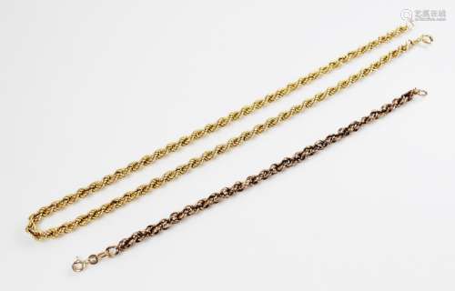 A 9ct gold rope twist bracelet chain, with spring ring and l...