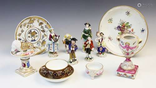 A selection of British and Continental porcelain pieces, 19t...