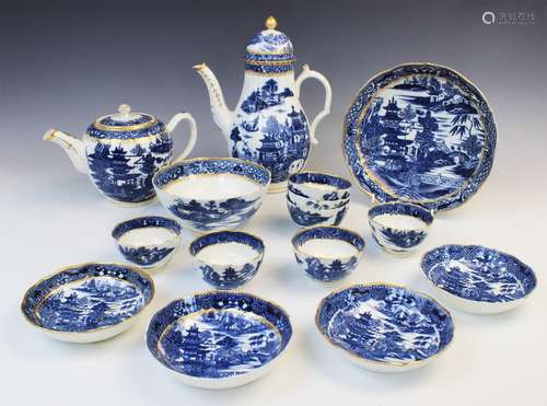 A Spode blue and white part tea service, 19th century, compr...