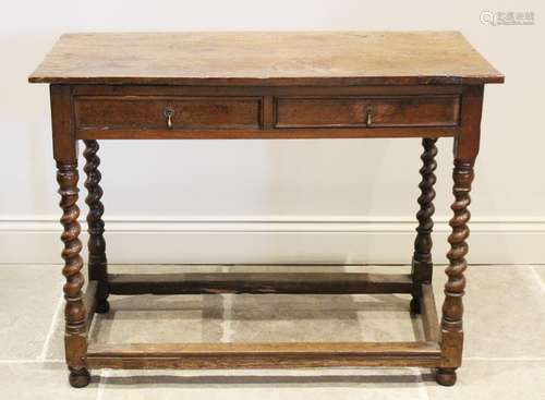 An 18th century and later constructed oak side table, the re...