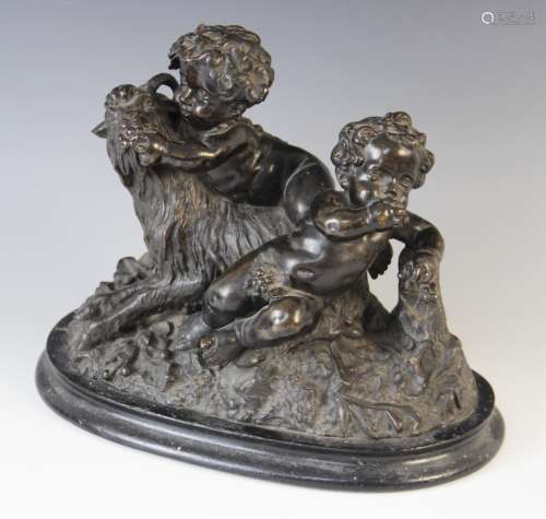 A Grand Tour patinated bronze figural group, 19th century, d...