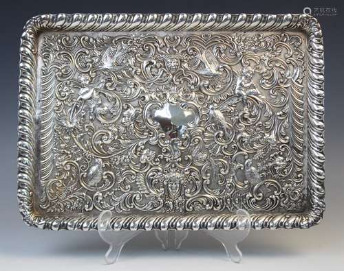 A late Victorian silver tray by William Comyns, London 1898,...