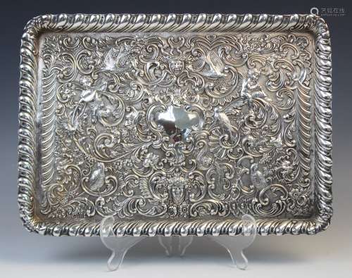 A late Victorian silver tray by William Comyns, London 1898,...