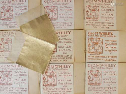 Sixteen books of gold leaf retailed by George Whiley, gold a...