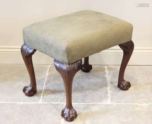 A Chippendale revival dressing stool, mid 20th century, the ...