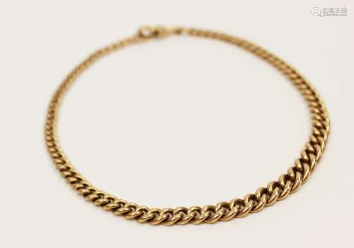 A 9ct gold graduated curb link chain, all links stamped '.37...