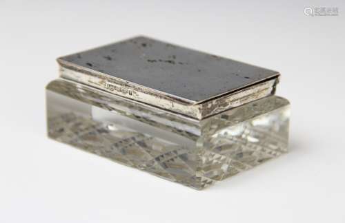 An Edwardian cut glass silver mounted stamp box by Levi & So...