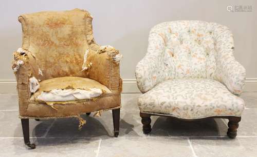 A 19th century tub chair, the shaped back over a bow front s...