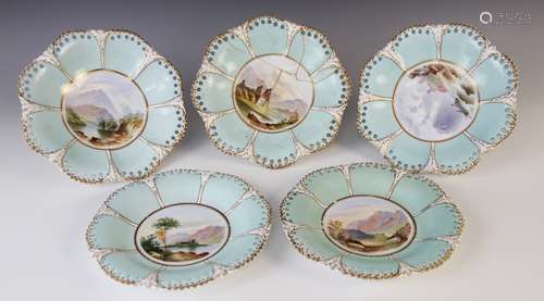 A Victorian topographical dessert service in the manner of C...