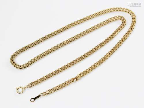 A 9ct gold curb-link chain, with spring ring and loop fasten...