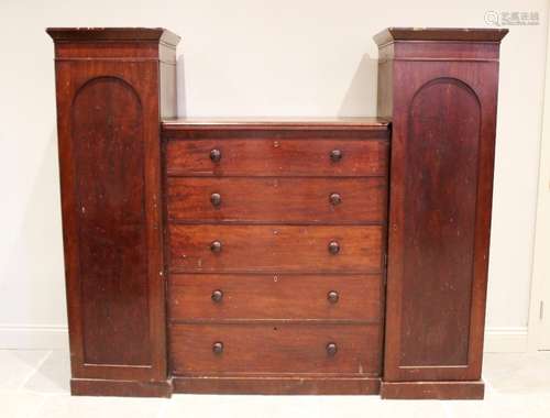 A William IV mahogany inverted breakfront compactum wardrobe...