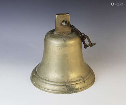 A large bronze ship's bell, of typical form with later hangi...