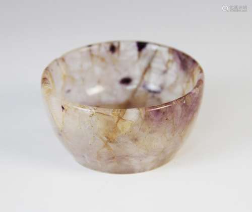 A blue john agate bowl, of plain polished circular form with...