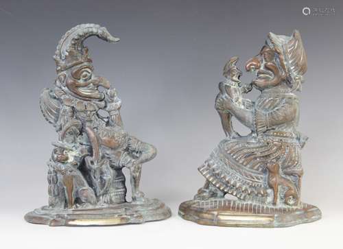 A pair of 19th century brass Punch and Judy door porters, ca...