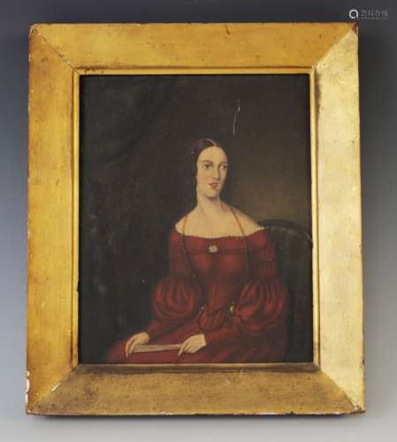 English School (19th century), Naive half length portrait of...