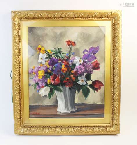 R. Bielle (French school, 20th century), A floral still life...