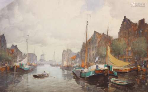 John Ernest Aitken (1881-1957), A Dutch canal scene (possibl...