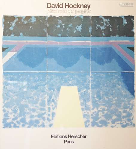 A David Hockney exhibition poster for 'Piscines de Papier' h...