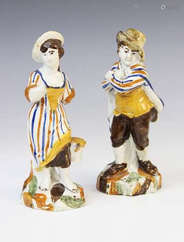 Two Pratt Ware figurines, early 19th century, one modelled a...