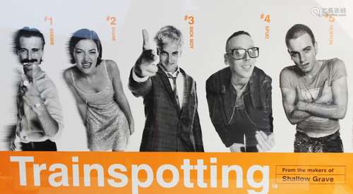 A vintage movie poster for 'Trainspotting' (1996) starring E...