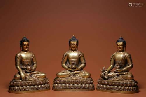 chinese gilt bronze three buddhas